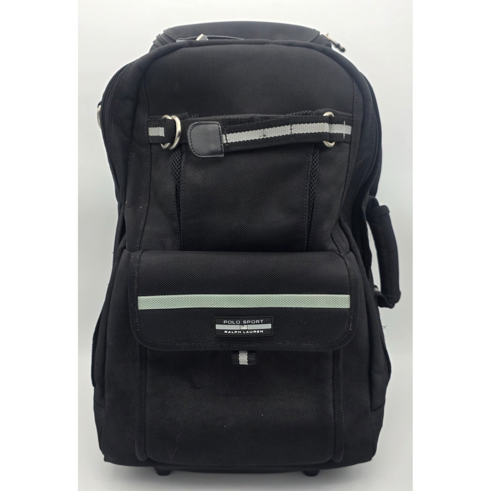 Ralph Lauren Polo Sport Roller Duffle Luggage Bag Black Silver